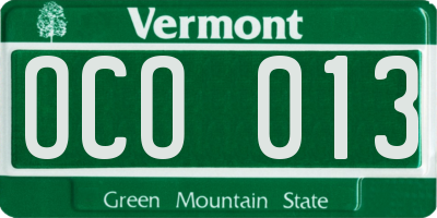 VT license plate OCO013