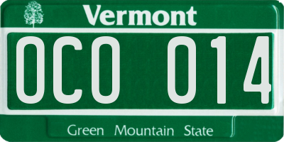VT license plate OCO014