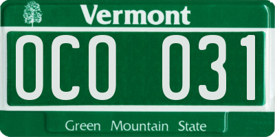 VT license plate OCO031