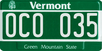 VT license plate OCO035