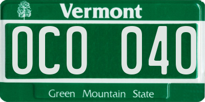 VT license plate OCO040