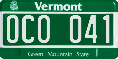 VT license plate OCO041
