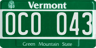 VT license plate OCO043