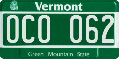 VT license plate OCO062