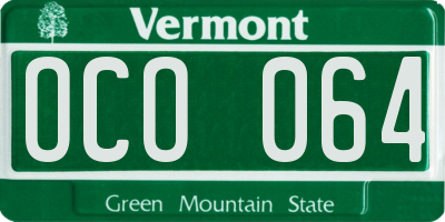 VT license plate OCO064