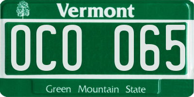 VT license plate OCO065