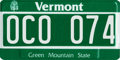 VT license plate OCO074