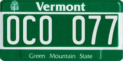 VT license plate OCO077