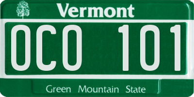 VT license plate OCO101