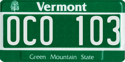 VT license plate OCO103