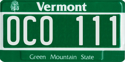 VT license plate OCO111