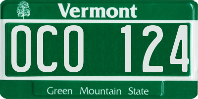 VT license plate OCO124