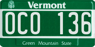 VT license plate OCO136