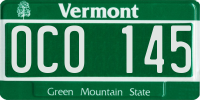 VT license plate OCO145