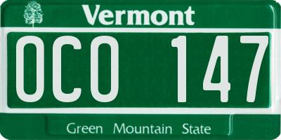 VT license plate OCO147