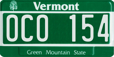 VT license plate OCO154