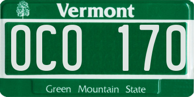 VT license plate OCO170