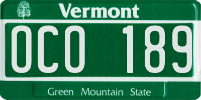 VT license plate OCO189