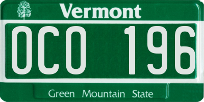 VT license plate OCO196