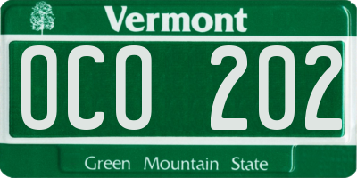 VT license plate OCO202