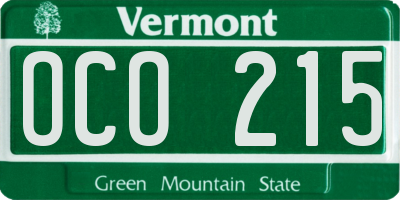 VT license plate OCO215