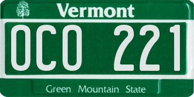 VT license plate OCO221