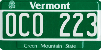VT license plate OCO223