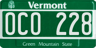 VT license plate OCO228