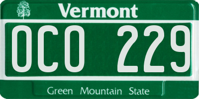 VT license plate OCO229