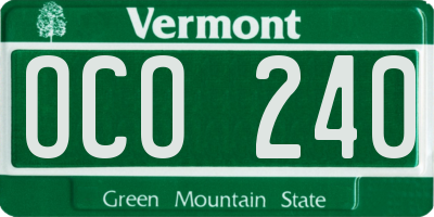 VT license plate OCO240