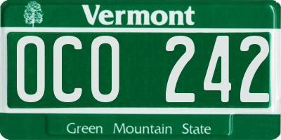 VT license plate OCO242