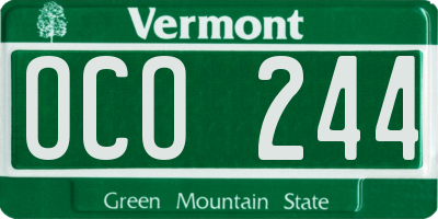 VT license plate OCO244