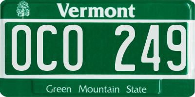 VT license plate OCO249
