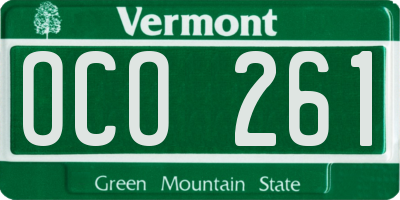 VT license plate OCO261