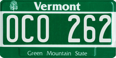 VT license plate OCO262