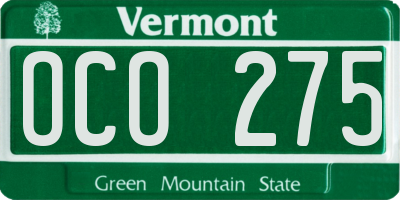 VT license plate OCO275