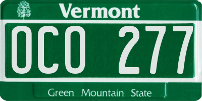 VT license plate OCO277
