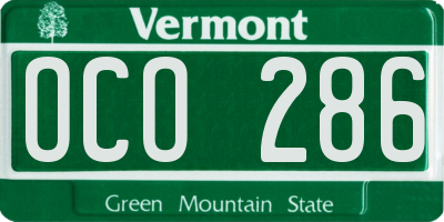 VT license plate OCO286