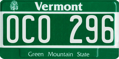 VT license plate OCO296
