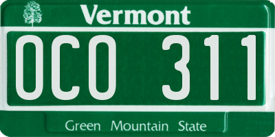 VT license plate OCO311