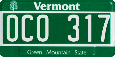 VT license plate OCO317