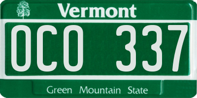 VT license plate OCO337