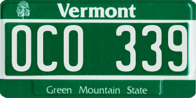 VT license plate OCO339