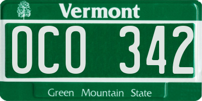 VT license plate OCO342