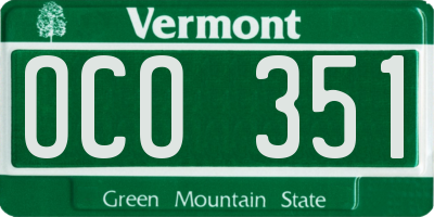 VT license plate OCO351