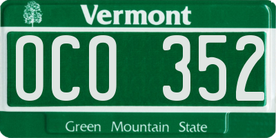 VT license plate OCO352
