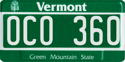 VT license plate OCO360