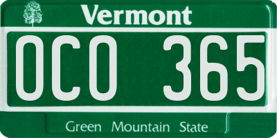 VT license plate OCO365