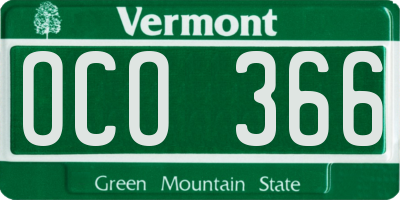 VT license plate OCO366
