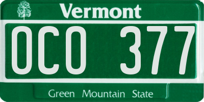 VT license plate OCO377